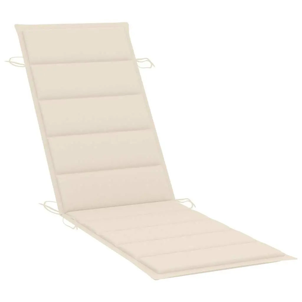 Sun Loungers Set 2 pcs Foldable Solid Acacia Wood Outdoor with Cushions and Side Table