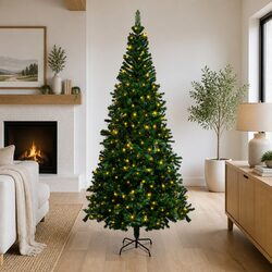 Artificial Pre-lit Christmas Tree 240cm Green 1300 Branch Tips LED Holiday Decor