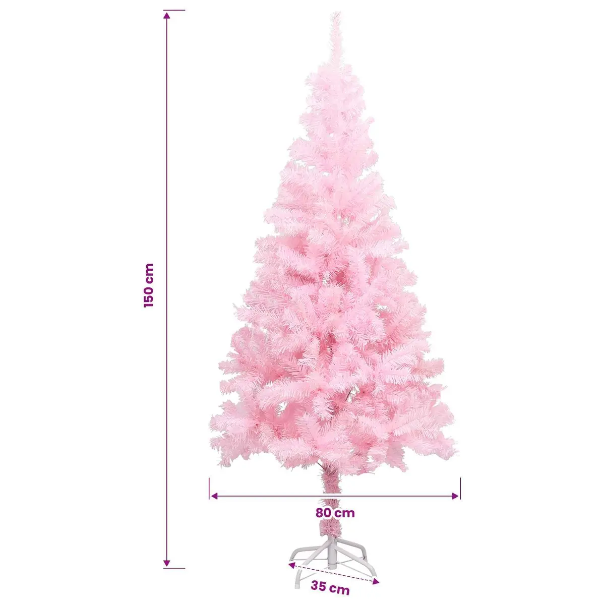 150cm Pink Artificial Christmas Tree with Stand Pre-lit LED Lights Holiday Decoration