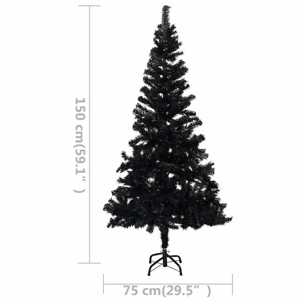 Black Artificial Pre-lit Christmas Tree 150cm with LED Lights