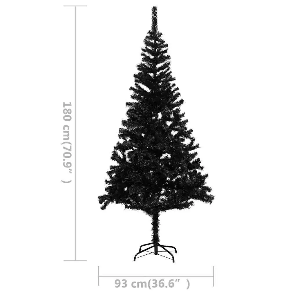 Black Pre-lit Christmas Tree 180cm with Stand