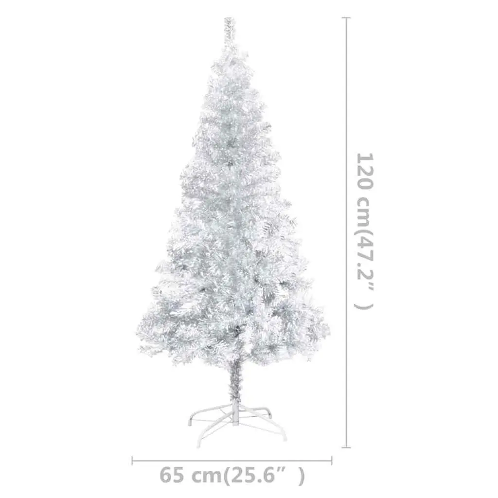 Artificial Pre-lit Christmas Tree Silver 120cm with Stand LED Lights Holiday