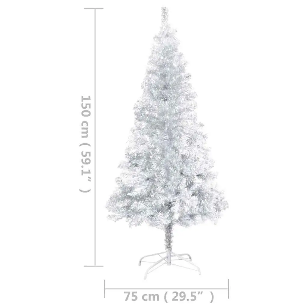 Artificial Pre-lit Christmas Tree Silver 150 cm with LED Lights