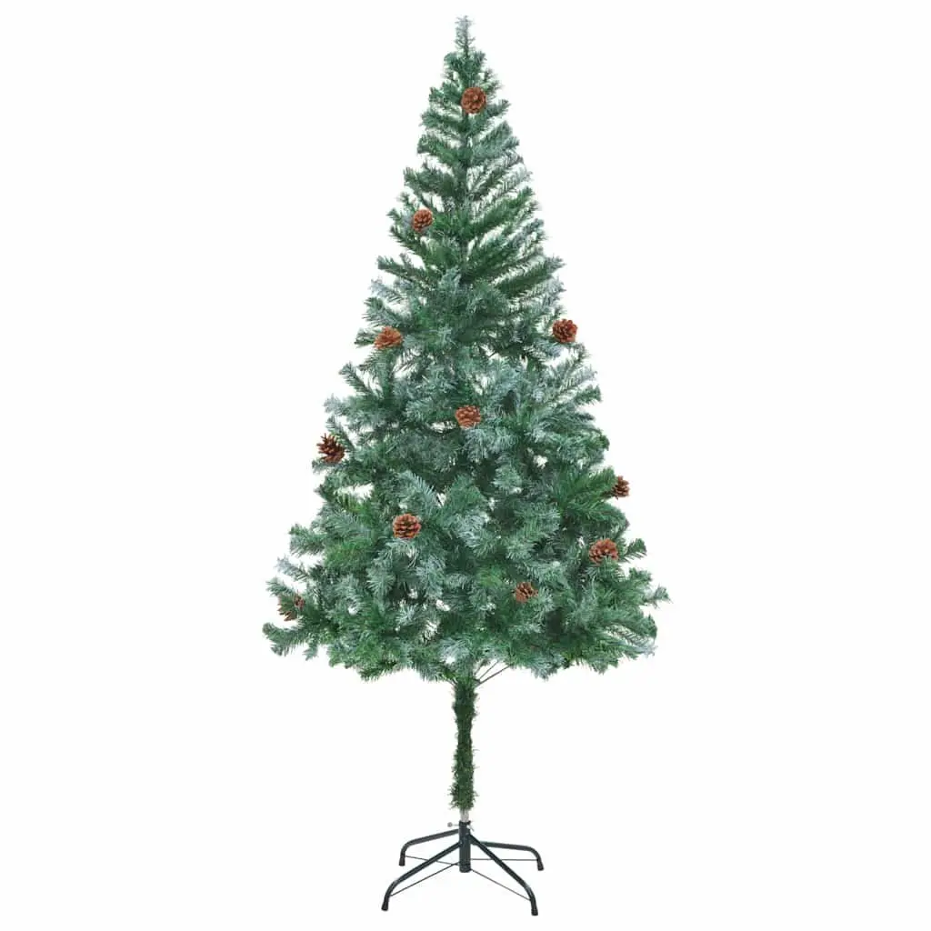 Artificial Pre-lit Christmas Tree 180cm Green Pine Cones White Branches LED