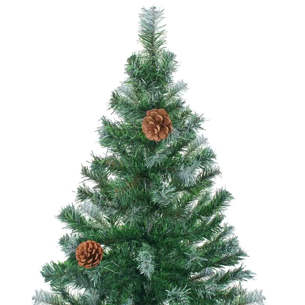 Artificial Pre-lit Christmas Tree 180cm Green Pine Cones White Branches LED