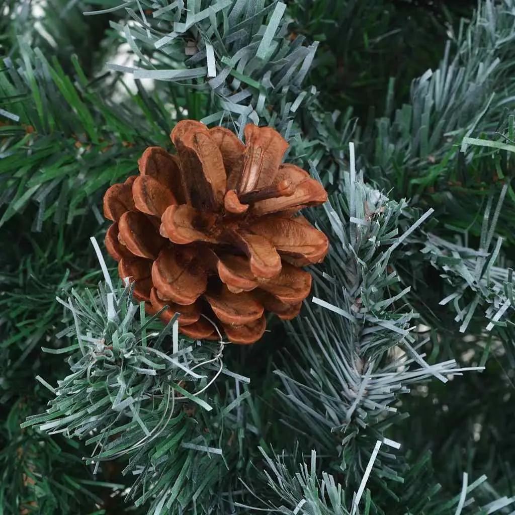 Artificial Pre-lit Christmas Tree 180cm Green Pine Cones White Branches LED