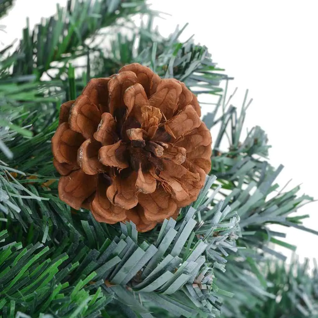 Artificial Pre-lit Christmas Tree 180cm Green Pine Cones White Branches LED
