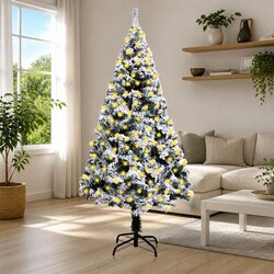 Celebrate with a 240cm Pre-lit Flocked Christmas Tree