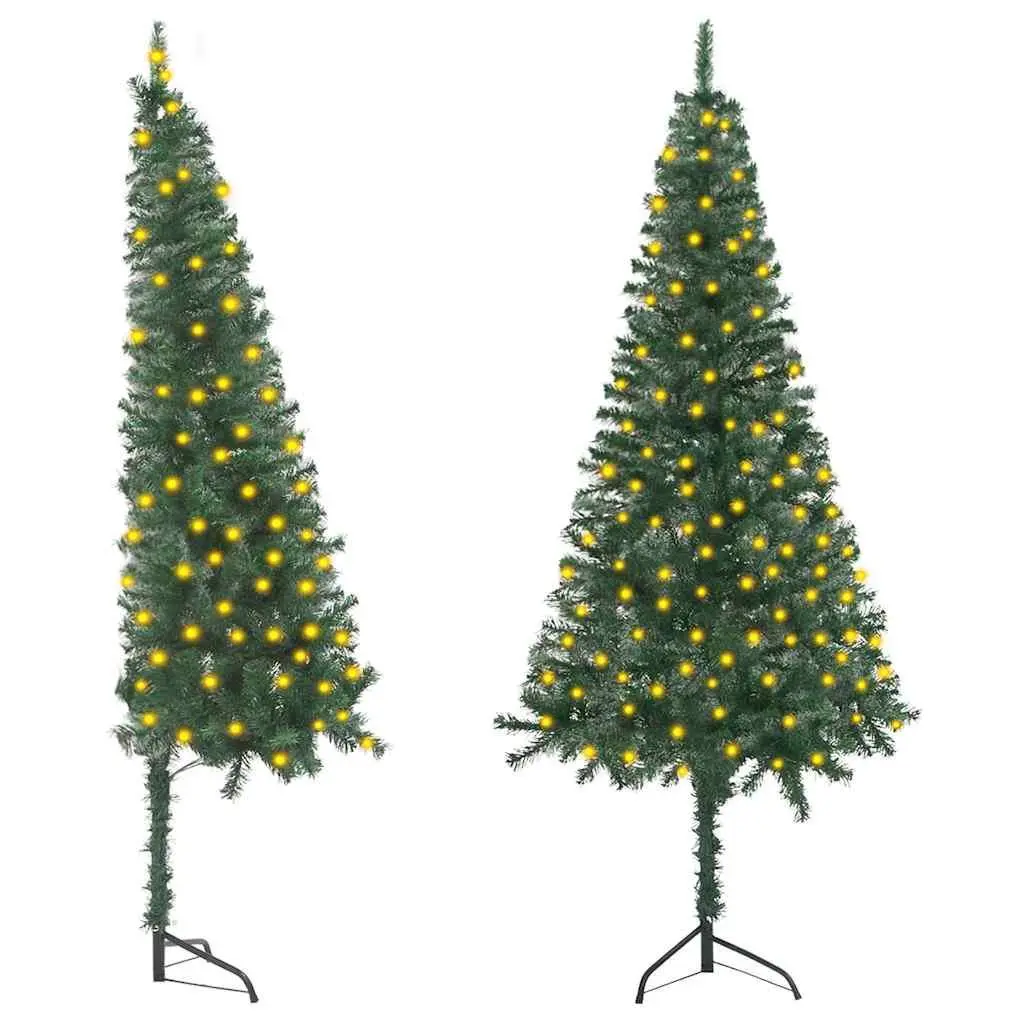 Corner Artificial Christmas Tree Pre-lit Green 180cm with LED Lights