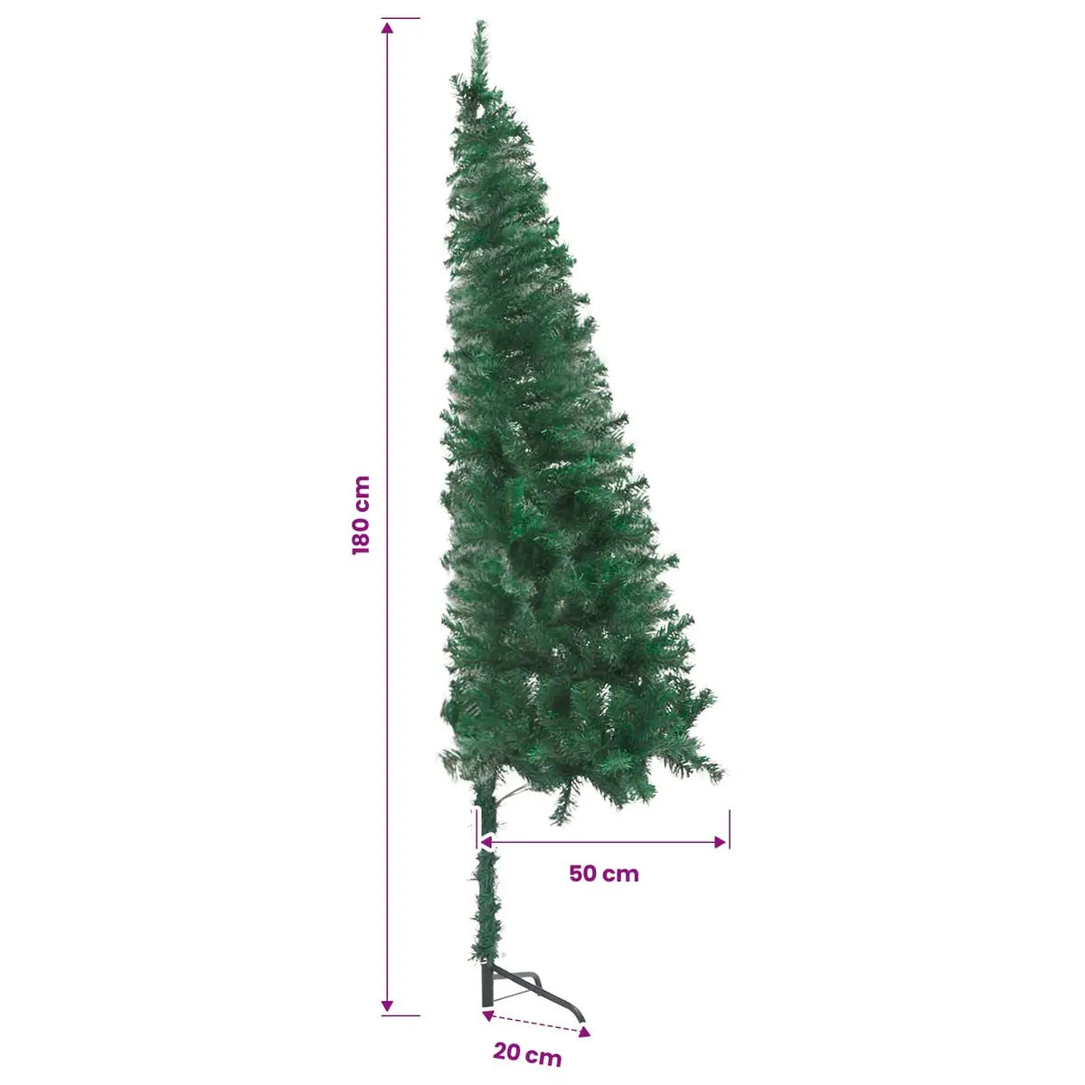Corner Artificial Christmas Tree Pre-lit Green 180cm with LED Lights