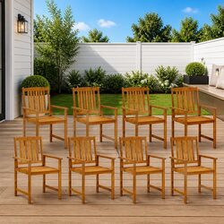 Outdoor Chairs 8 pcs Garden Seating Set Solid Wood Patio Furniture Brown