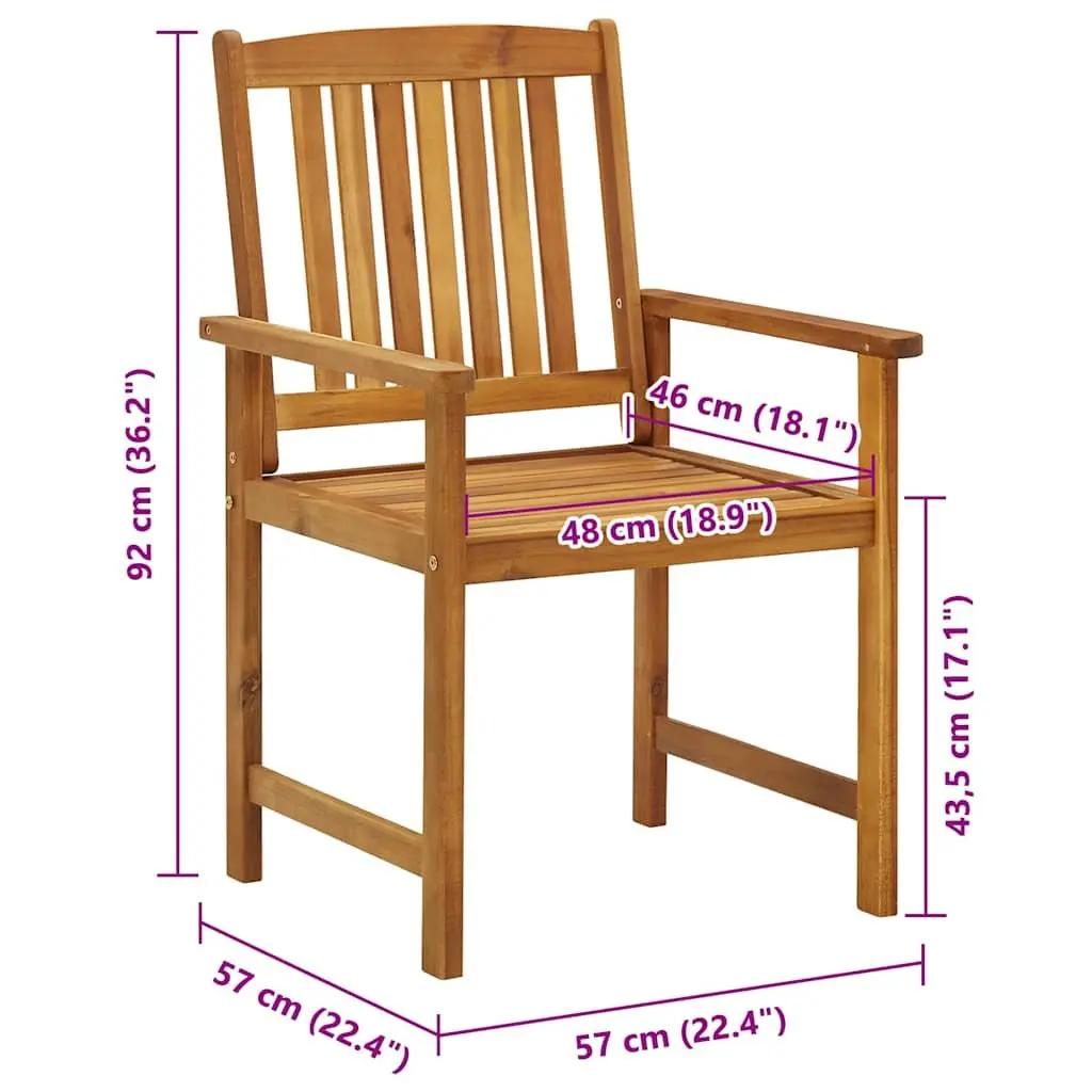 Outdoor Chairs Solid Wood Garden Seating Set 8 Piece Brown