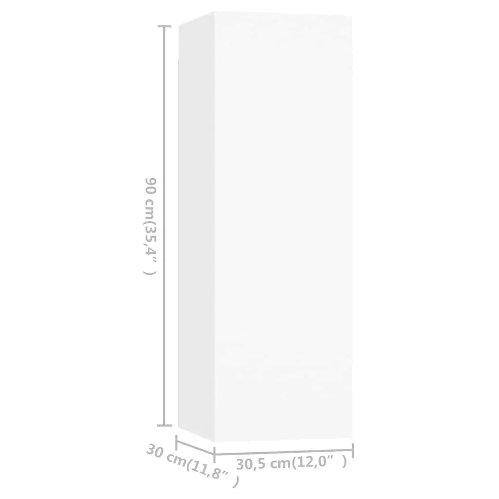 TV Cabinet Set Wall Mount White 3 Piece Storage Unit