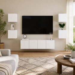 Your Living Room's Best Friend: 6-Piece White TV Cabinet