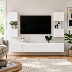 Your Ideal Wall-Mounted TV Cabinet Set in White