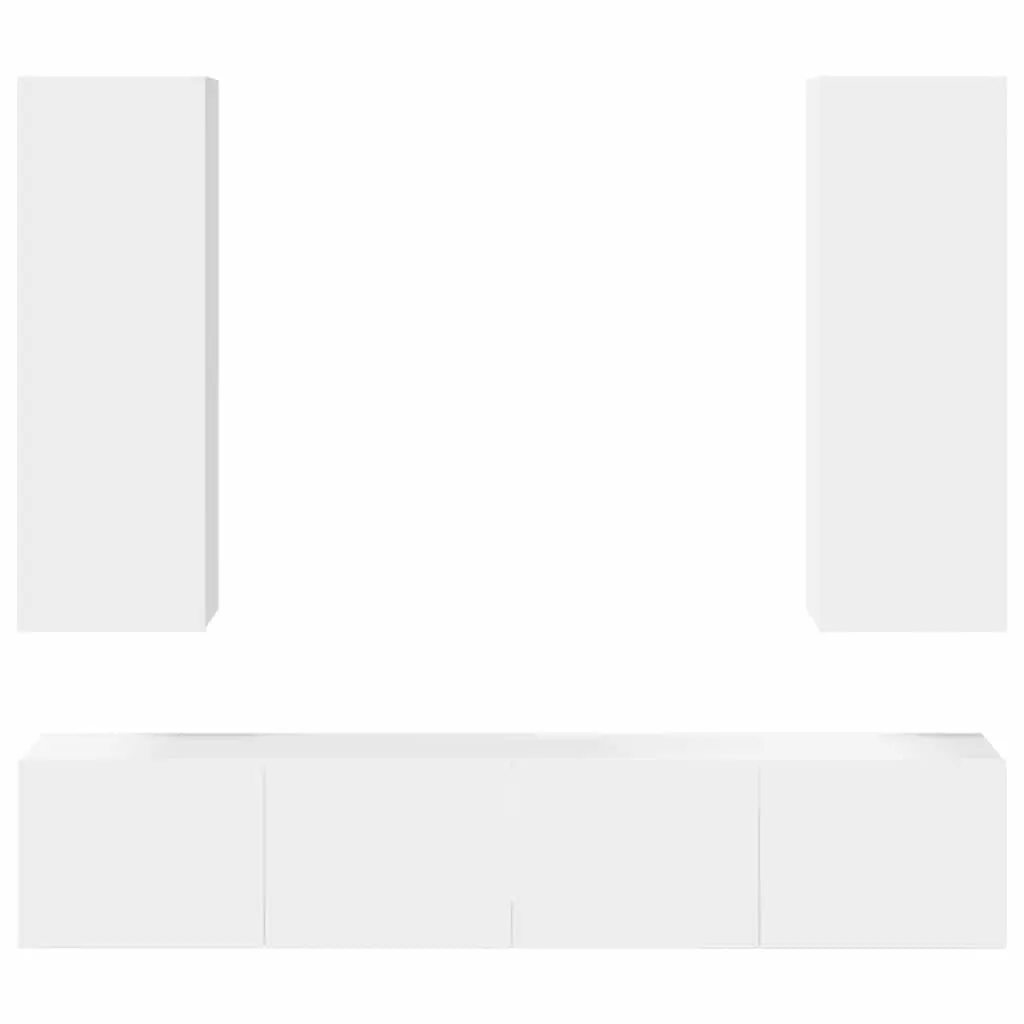 TV Cabinet Set Wall Mounted 4 Piece White Storage Unit