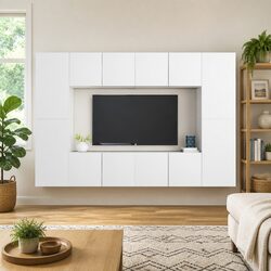 Friendly 8 Piece White Wall Mounted TV Cabinet for You