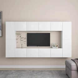 Friendly White Wall-Mounted TV Cabinet Set for Your Space