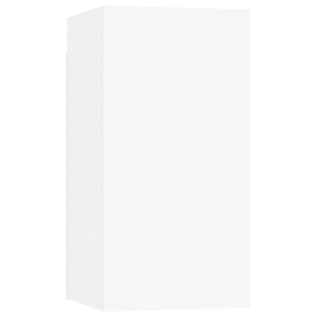 White Wall-Mounted TV Cabinet Set 8 Piece Storage Unit Living Room Furniture