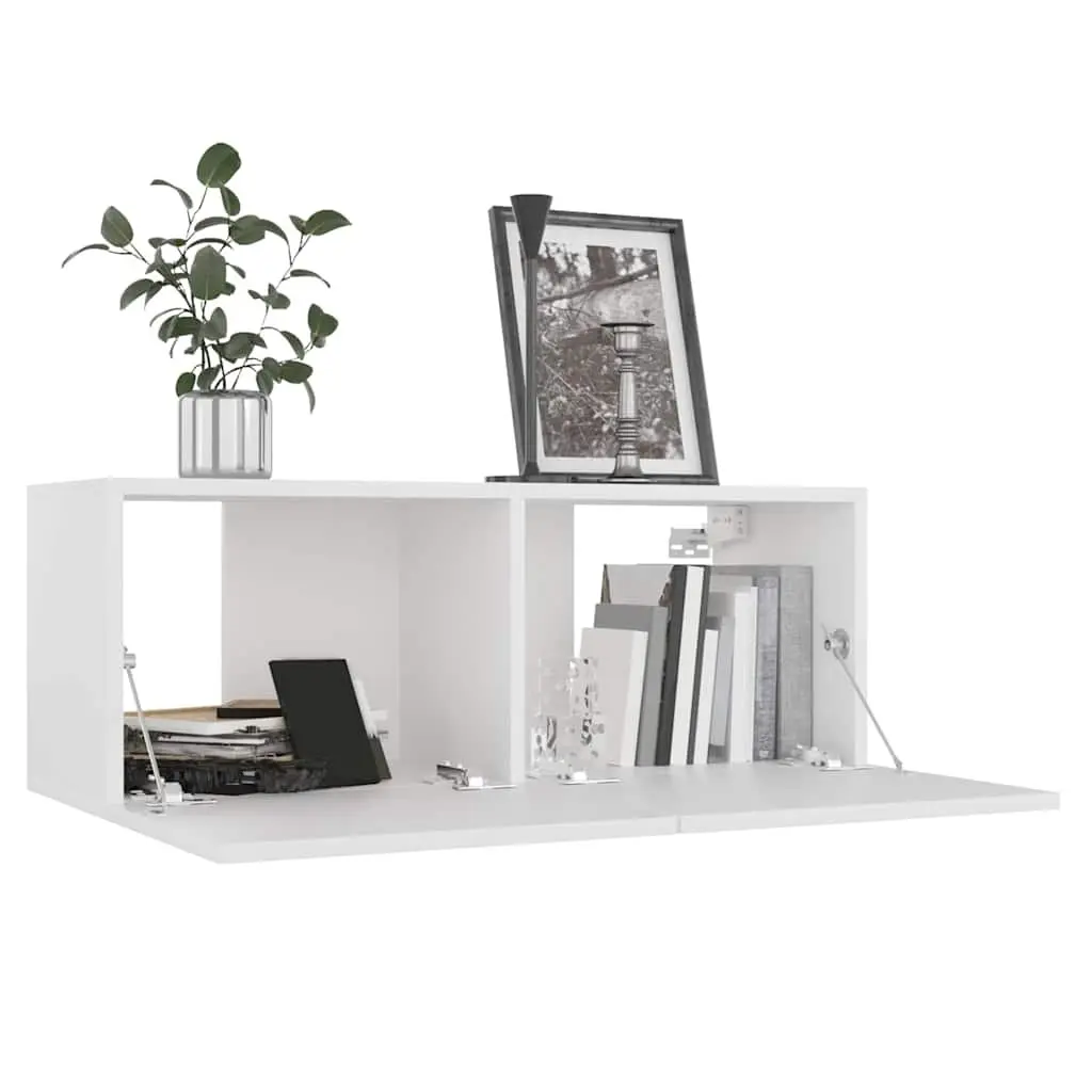 7 Piece Wall Mounted TV Cabinet Set White Storage Unit Living Room Furniture