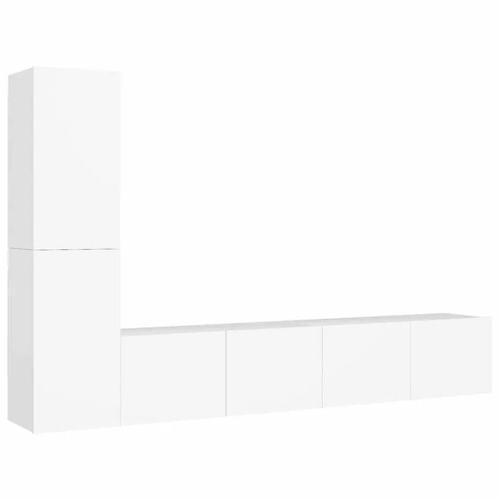 Wall Mounted TV Cabinet Set 4 Piece White Storage Unit Display Organiser