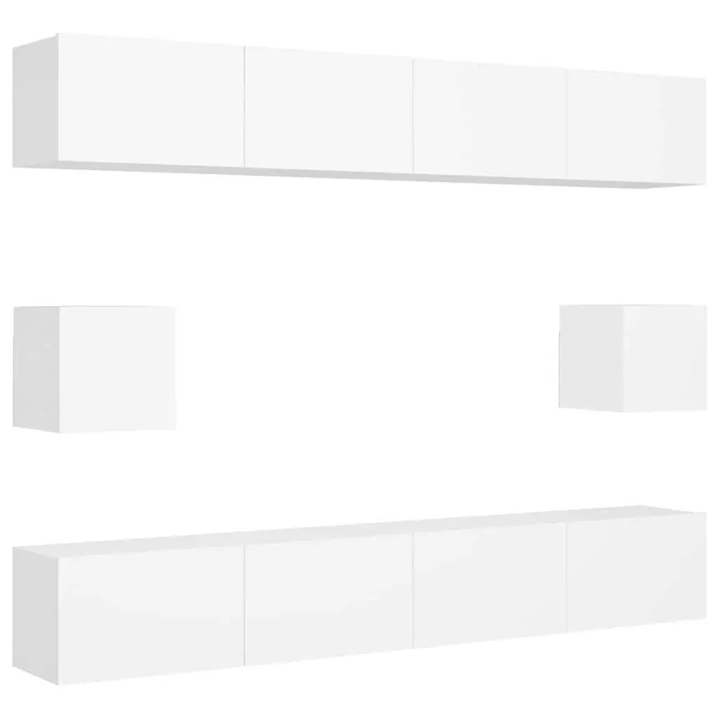 6 Piece Wall Mounted TV Cabinet Set Storage Organizer