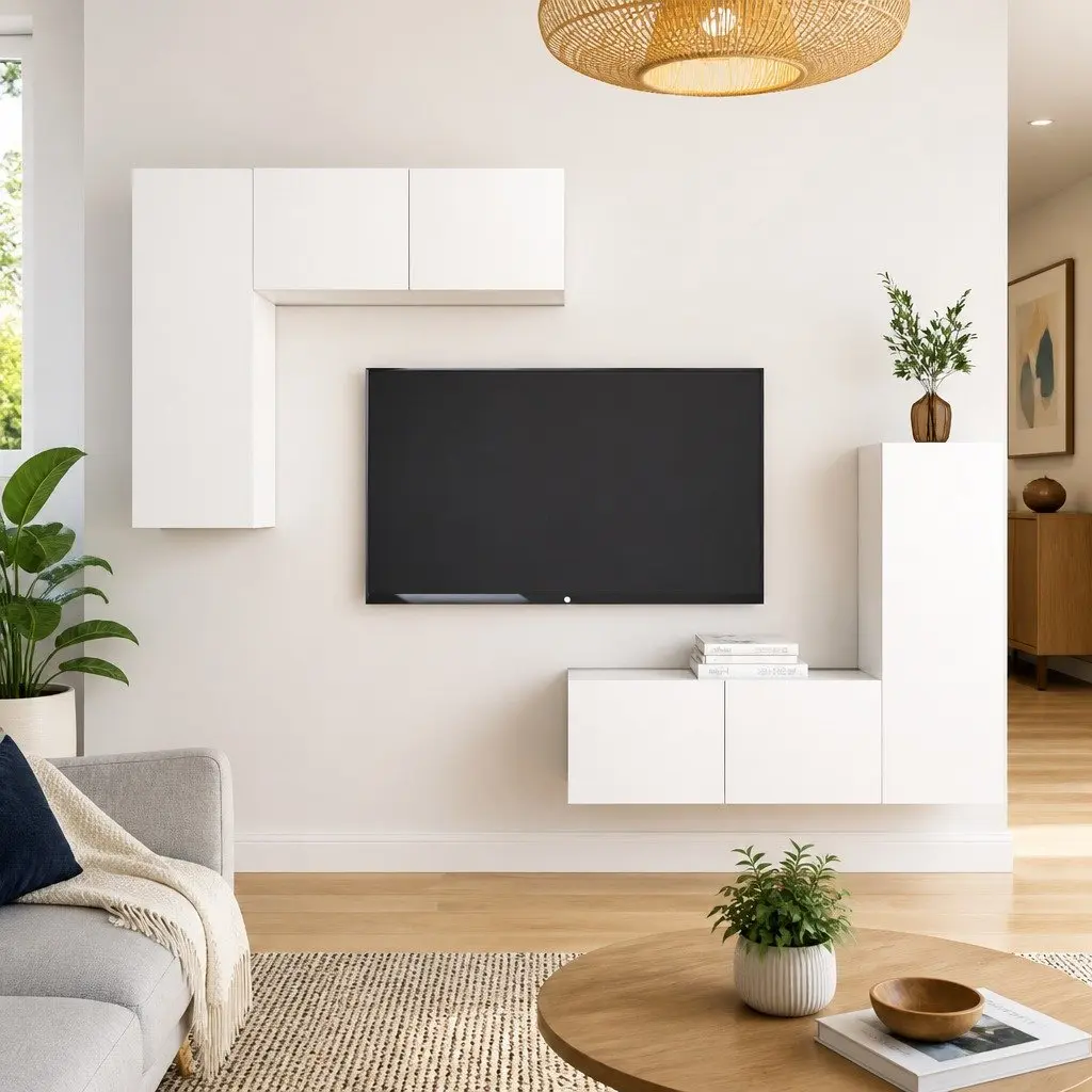 4-Piece Wall-Mounted TV Cabinet in White