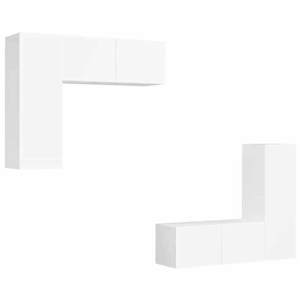4-Piece Wall-Mounted TV Cabinet in White