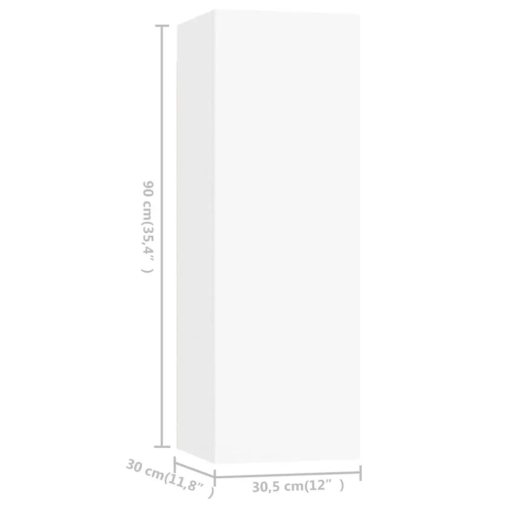 4-Piece Wall-Mounted TV Cabinet in White