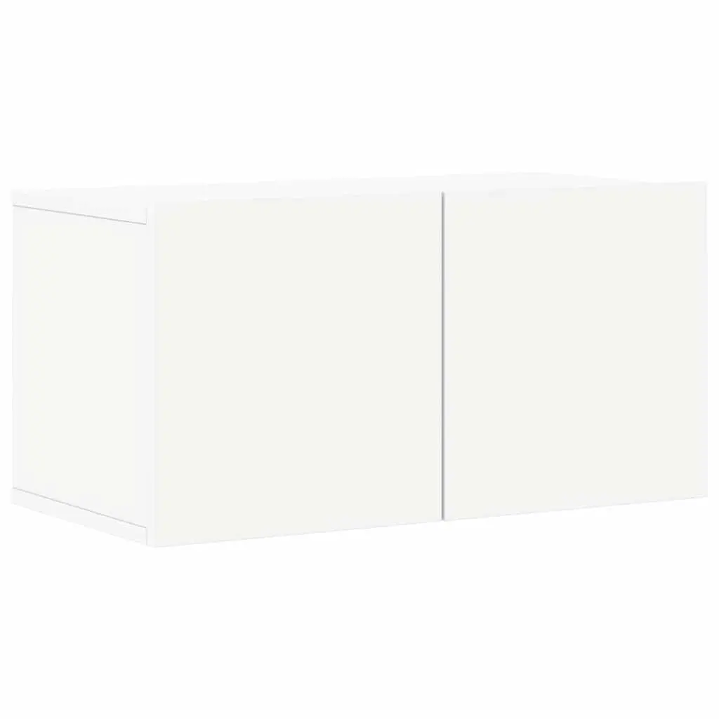 TV Cabinet Set Wall Mounted Storage Unit 6 Piece White Engineered Wood
