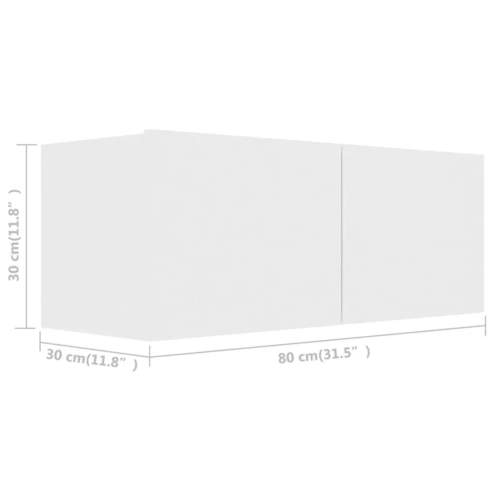 Wall-Mounted TV Cabinet Set White 2 Piece Storage Media Unit