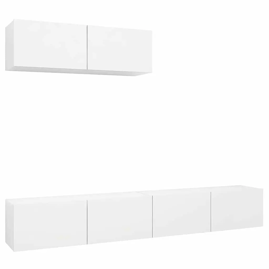 Wall Mounted TV Cabinet Set White Storage Unit Organiser Display Shelf 3 Pieces
