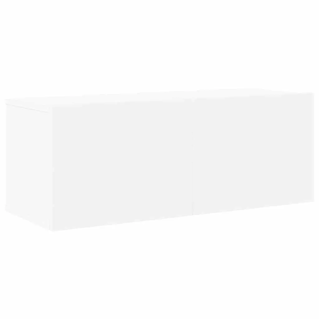 Wall Mounted TV Cabinet Set 8 Piece Floating Storage Units White Engineered Wood
