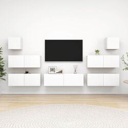 Your Friendly 7 Piece White TV Cabinet Set