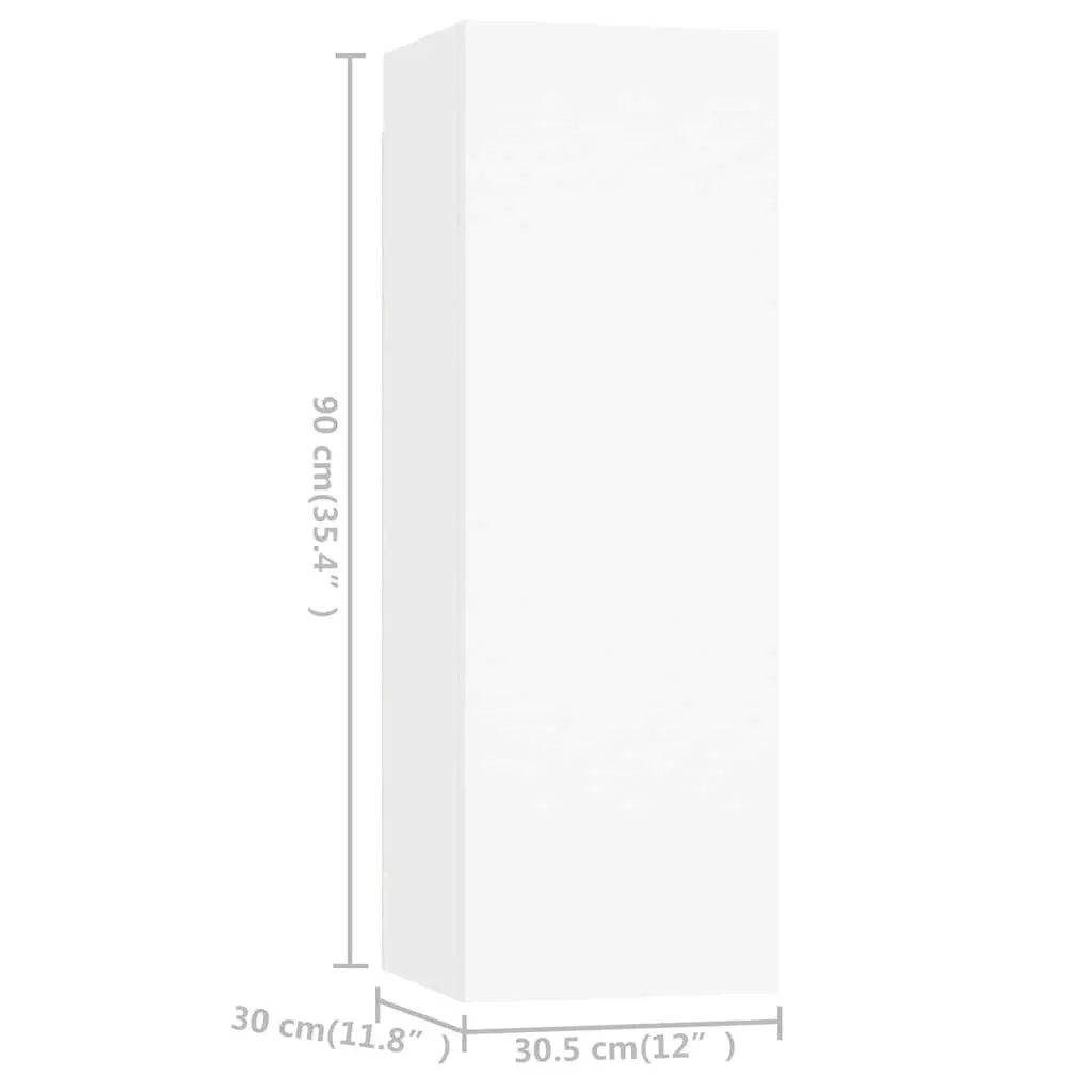 White Wall Mounted Storage Unit 6 Piece Modern TV Cabinet Set for Living Room