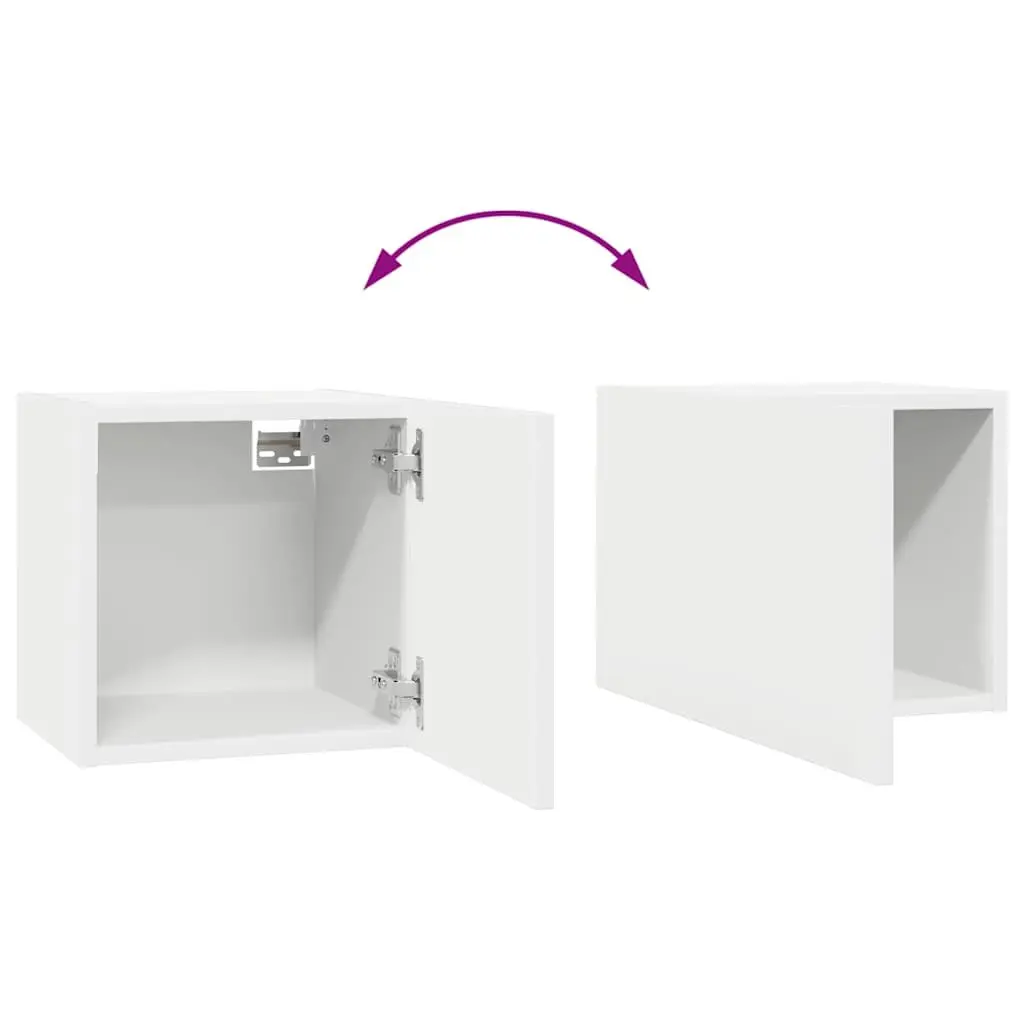 TV Cabinet Set Wall Mounted 8 Piece White Living Room Storage Compartments