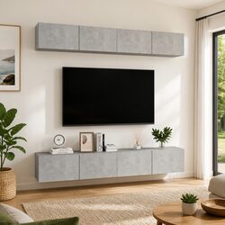 Your Space-Saving Set of 4 Grey TV Cabinets Wall Mount