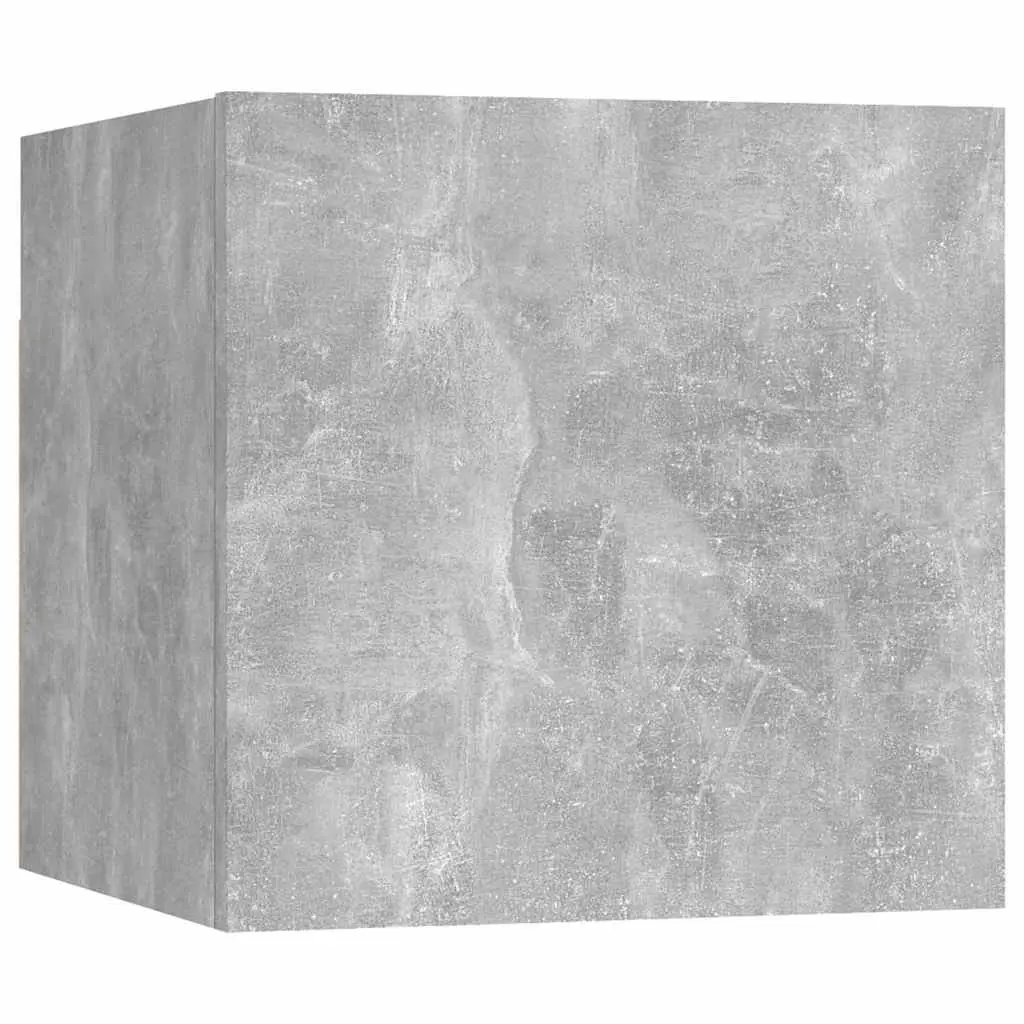 Wall Mounted TV Cabinet Unit Concrete Grey 8 Piece Set Storage Compartment