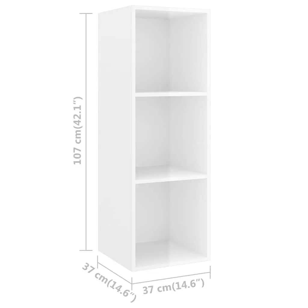 3 Piece Wall Mounted TV Cabinet Set High Gloss White