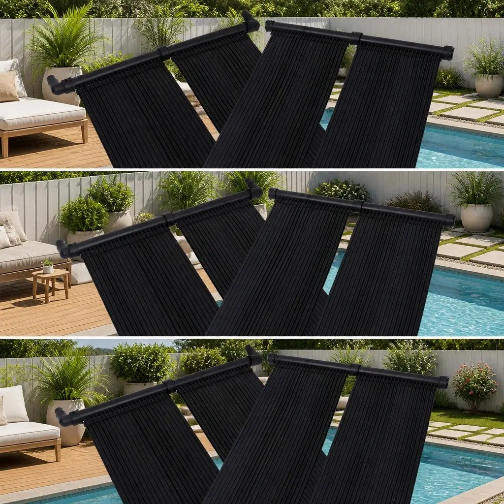 Solar Pool Heater Panel Set 6pcs 80x310cm Ground Roof Mounted Water Warmer