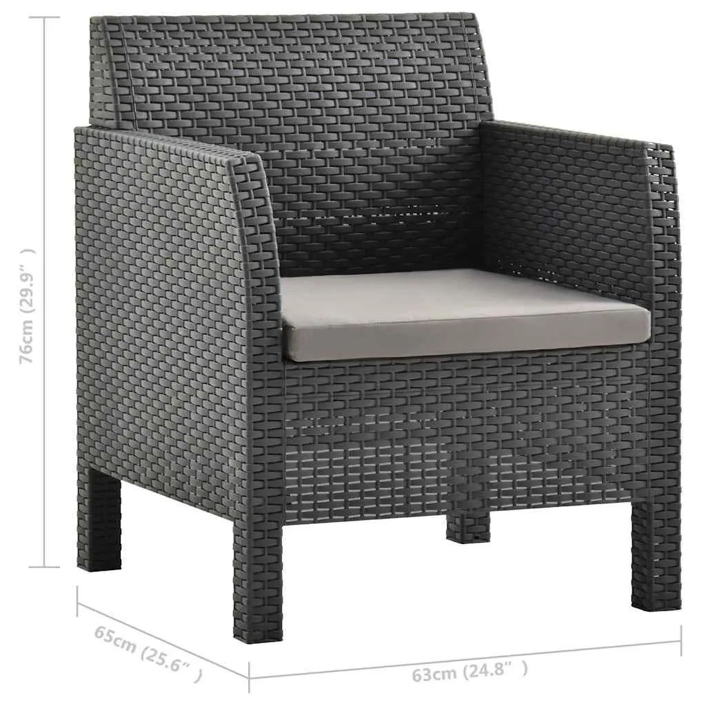 Outdoor Garden Chairs Set 2 pcs with Cushions Anthracite Patio Seating