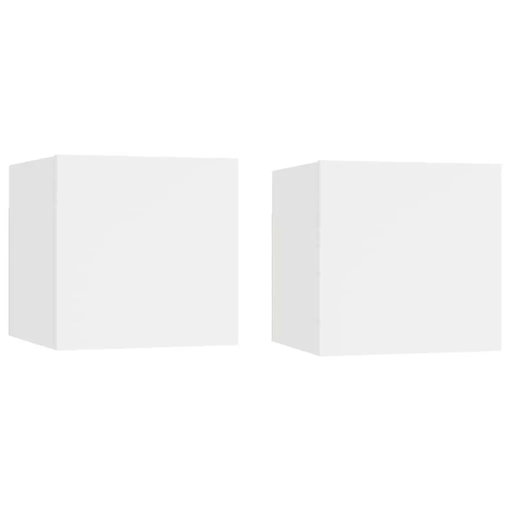 Bedside Cabinet Wall-Mounted White 30.5x30x30 cm 2 Piece Storage Compartment