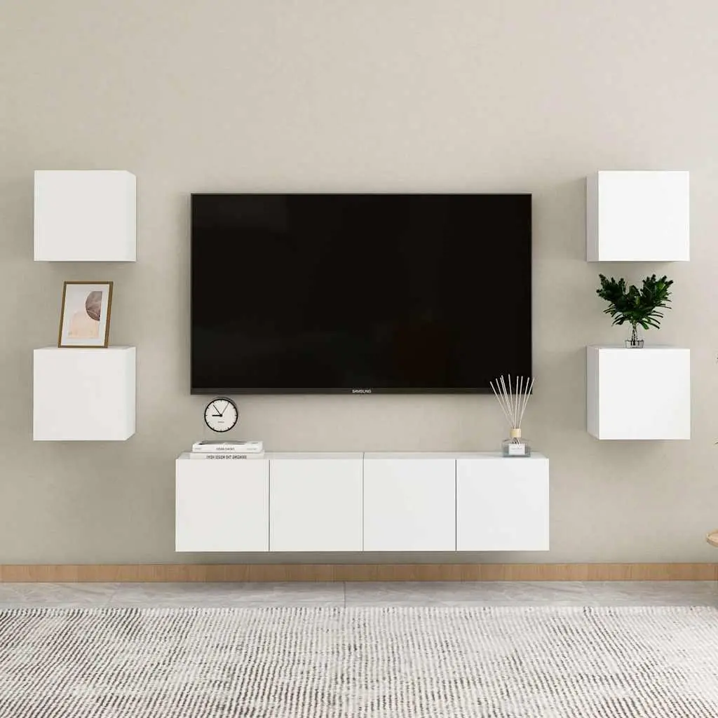 Bedside Cabinet Wall-Mounted White 30.5x30x30 cm 2 Piece Storage Compartment