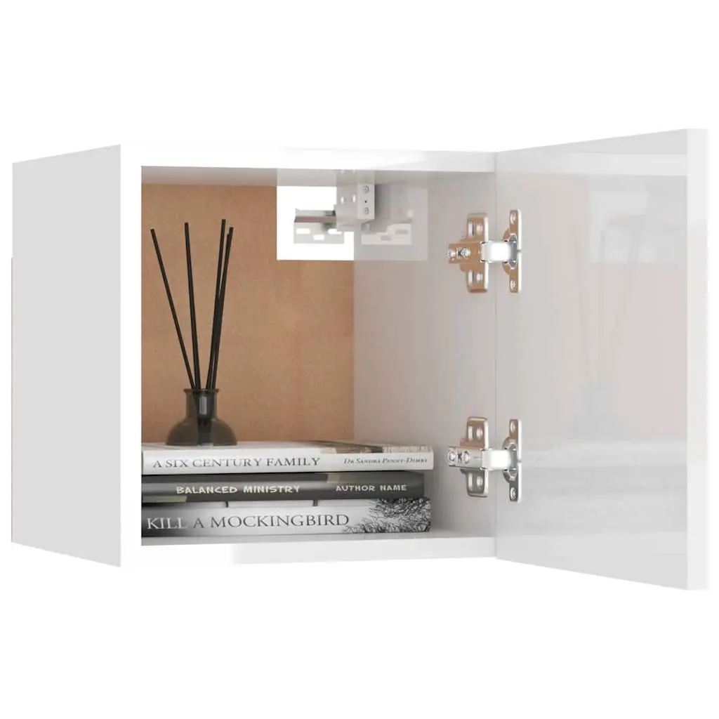 Wall Mounted Bedside Cabinet White Storage Compartment 30.5x30x30 cm
