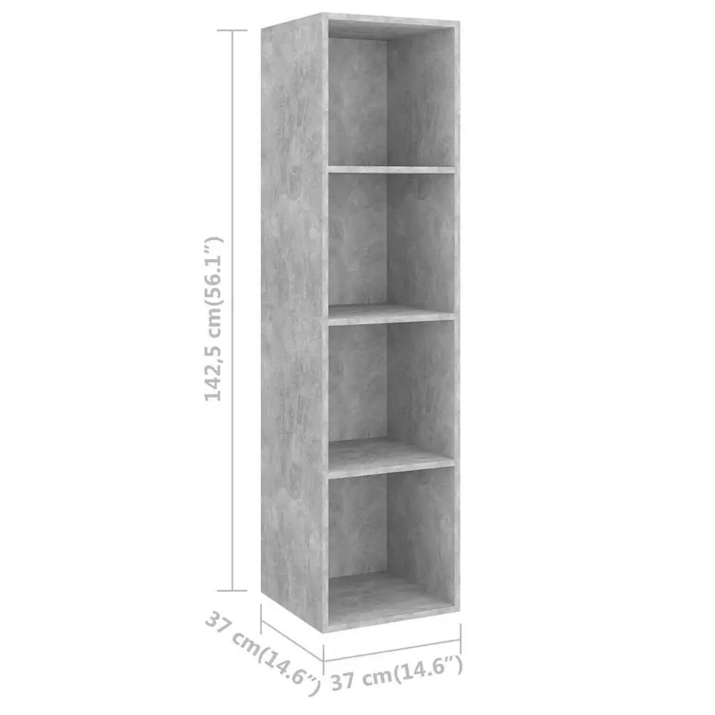 4 Piece Wall Mounted TV Cabinet Set Grey Engineered Wood Unit