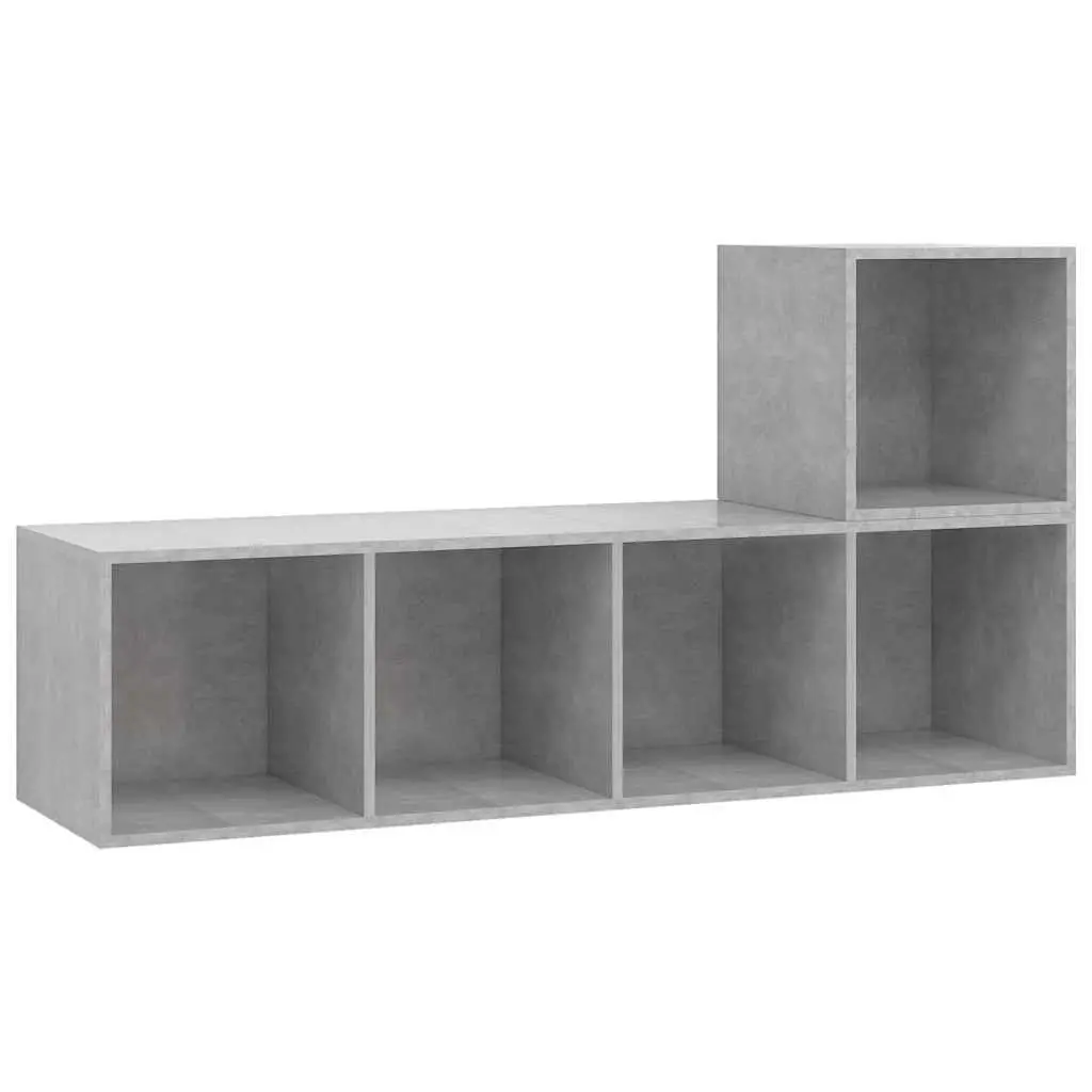 2 Piece Wall Mounted TV Cabinet Set Grey Engineered Wood Storage Display Unit
