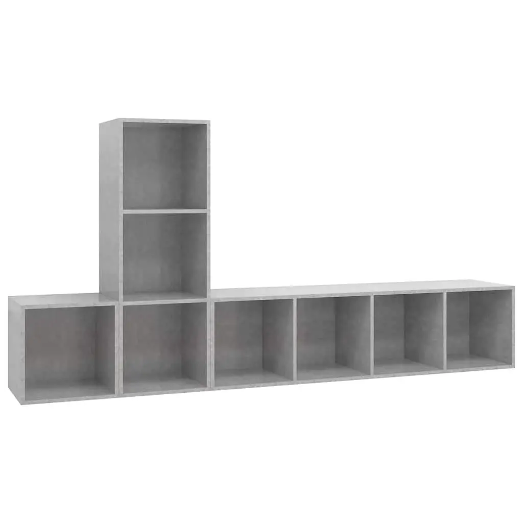 3-Piece Wall-Mounted TV Cabinet Set in Grey