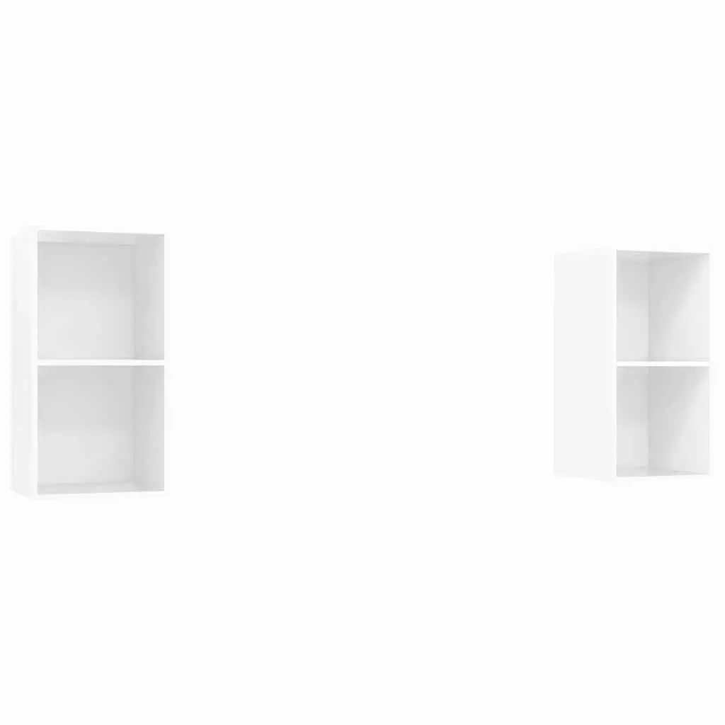 High Gloss White 2 Piece Wall Mounted Storage Cabinets TV Display Units