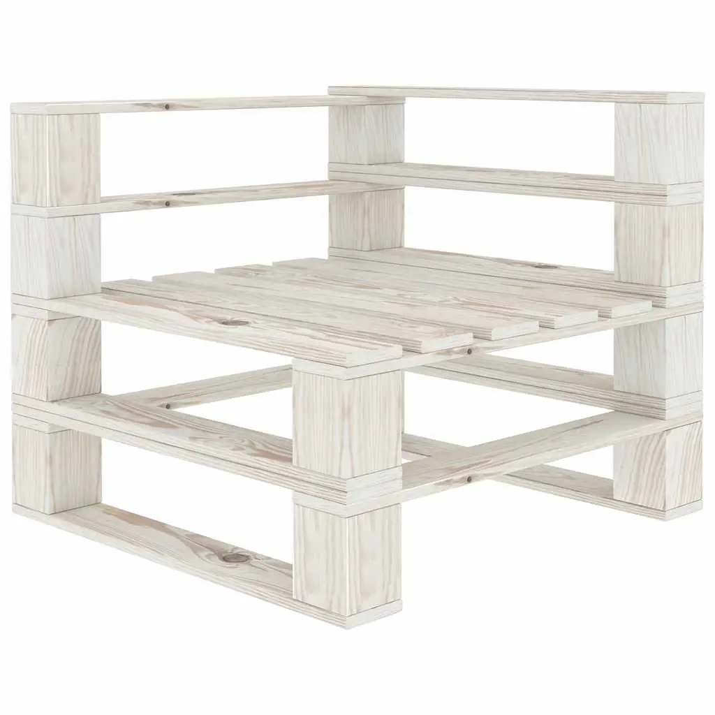 Outdoor Garden Pallet Sofa White Solid Pinewood 2-Seater