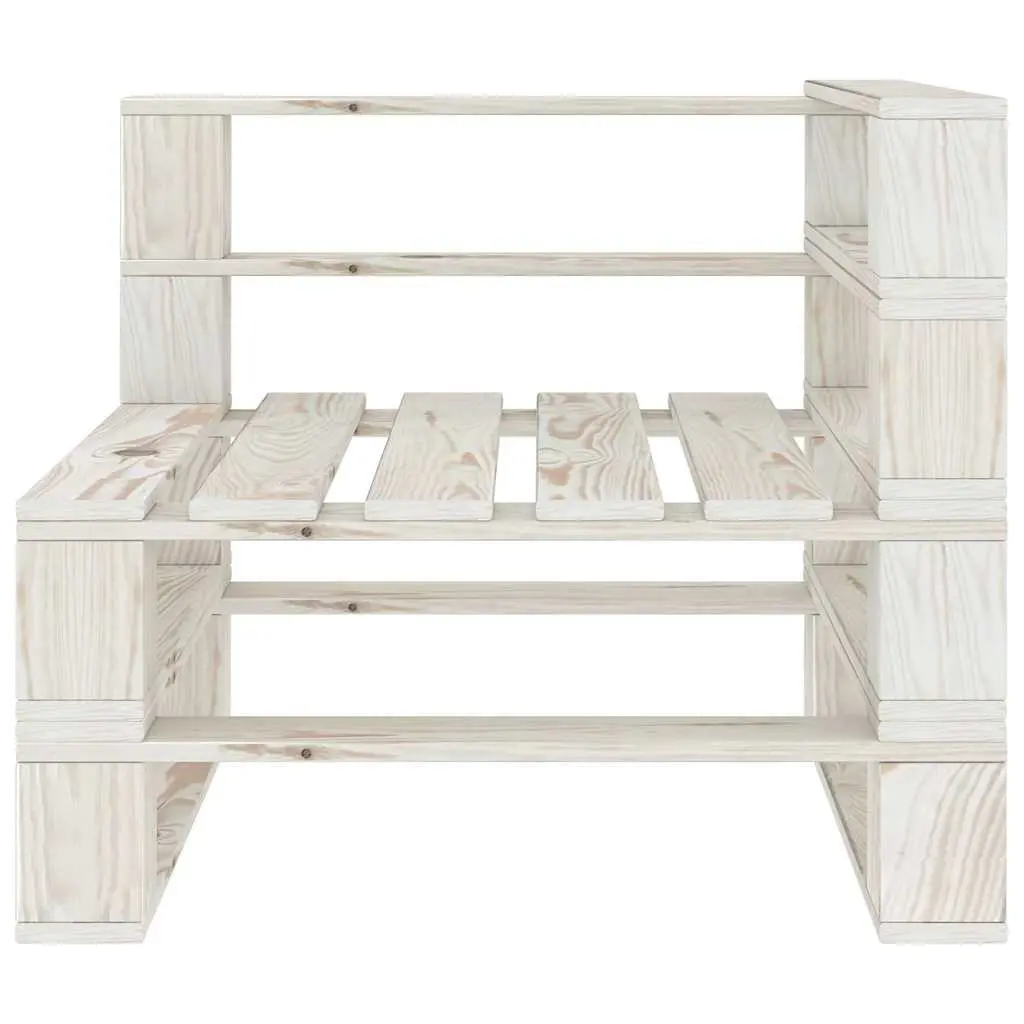 Outdoor Garden Pallet Sofa White Solid Pinewood 2-Seater